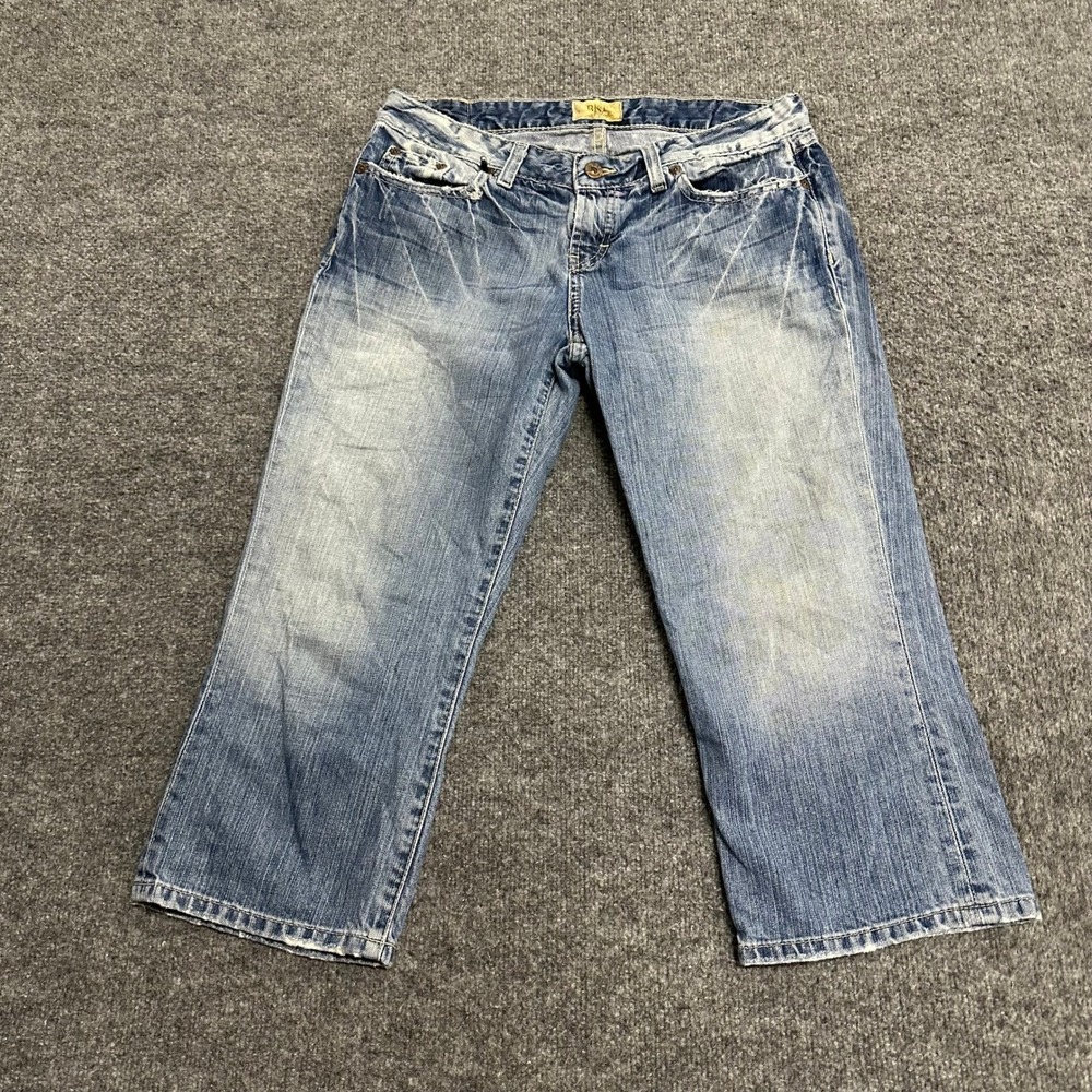 BKE Jeans Womens Size 30 Blue Distressed Whiskered Relaxed Crop Denim Pants